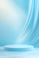 Round 3D podium light blue color 