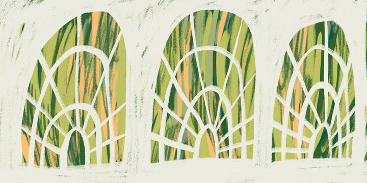 Abstract Spring Vibes Illustration with Arched Patterns