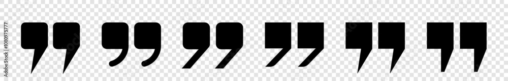 Fototapete a set of icons with black square quotes, commas on a transparent background. a collection of flat sq