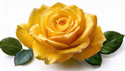 Vibrant Yellow Rose Close-Up with Lush Green Leaves, Symbolizing Friendship, Happiness, and Joy. Perfect for Valentine's Day Cards, Romantic Gifts, Floral Decor, and Celebrations of Love and Warmth