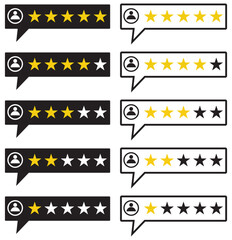 Customers Feedback icon collection. 5 stars review icon. 5 stars positive review. Rate icons set. Feedback icon collection. Concept of best ranking. Customer review. Good result. 