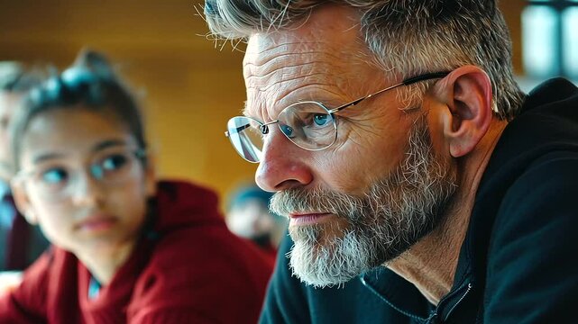 Close-up of a person&rsquo;s face displaying attentive listening, empathy, and focus. Expressive and professional scene ideal for communication, counseling, teamwork, and interpersonal skills content