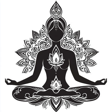 recommend clip art: lotus flat 2d black and white outlines