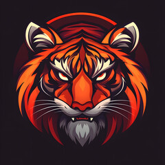 Tiger logo. Angry tiger roar vector art isolated on Dark background, vector illustration. Tiger head mascot team logo