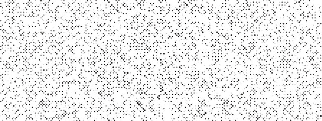 Black Noise Texture On White Background. Dotted Futuristic Backdrop. Halftone Comic Grunge Pattern. Irregular Grain Overlay Bg.