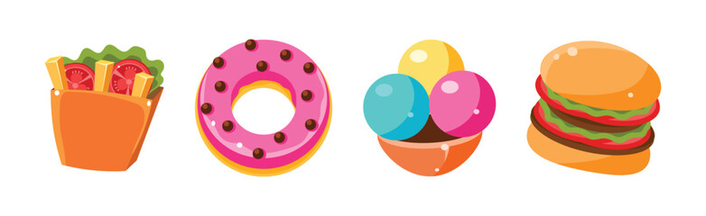 Fast Food Object and Snack Item Vector Set