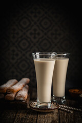 Tiger nut milk. Refreshing cold drink from Valencia. Horchata de chufa. Horchata with rice