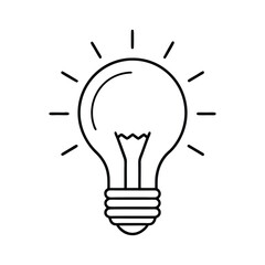 Minimalist Lightbulb Icon Vector - Bright Idea Symbol for Innovation, Creativity, and Modern Electric Design Concepts