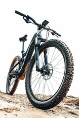 Fototapeta premium Black mountain bike on dirt path.