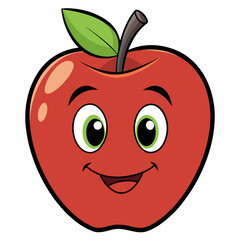 Smiling Apple Cartoon: A cheerful apple cartoon with big eyes and a happy smile. Perfect for adding a touch of fun and whimsy to your designs.

