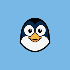 Cute Penguin Cartoon Face 