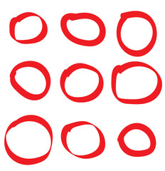 Red circle brush stroke vector isolated on white background. Red circle brush stroke. For stamp, seal, ink and paintbrush design template. Grunge hand 