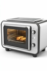 Fototapeta premium A small oven with meat inside baking.
