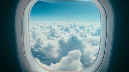 Looking at clouds from airplane window 