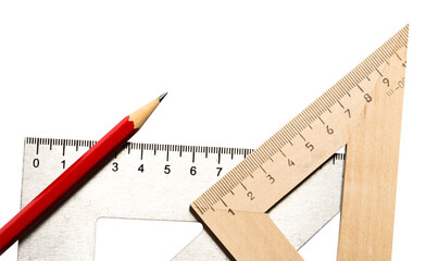 Drafting tools on white background