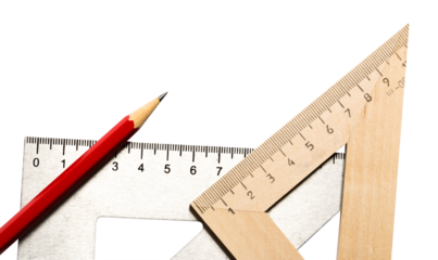 Drafting tools on white background