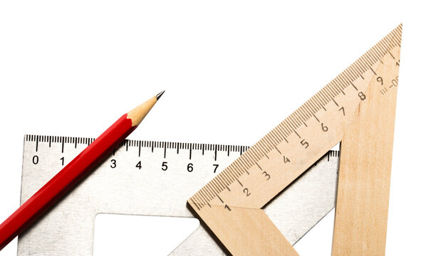 Drafting tools on white background