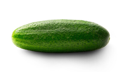 Fresh green cucumbers on white