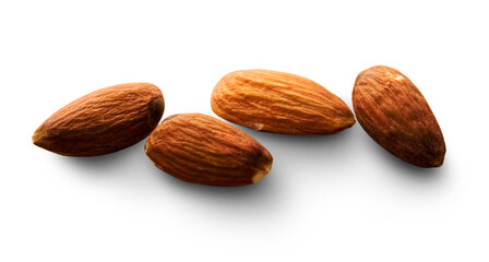 Almonds isolated on wooden background