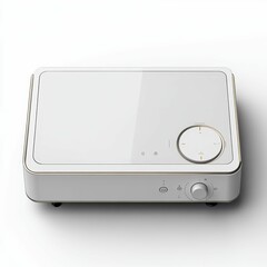 Fototapeta premium White audio device with gold accents.