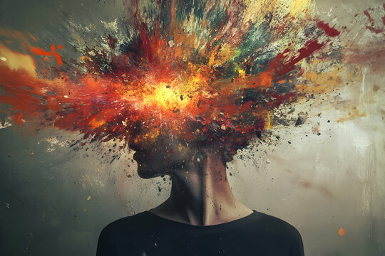 Abstract image of an exploding mind, concept of imagination and creativity
