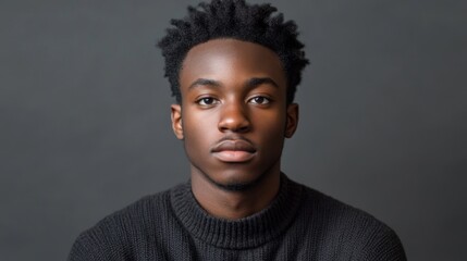Obraz premium Portrait of a Young Black Man Looking at the Camera