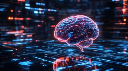 Digital background perfect for tech processes, neural networks, artificial intelligence, data transfer and security, digital storage, multimedia presentations, scientific studies, education