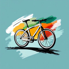 Naklejka premium Bike illustration on light blue background, perfect for logo and icon designs centered on outdoor activities and fitness.