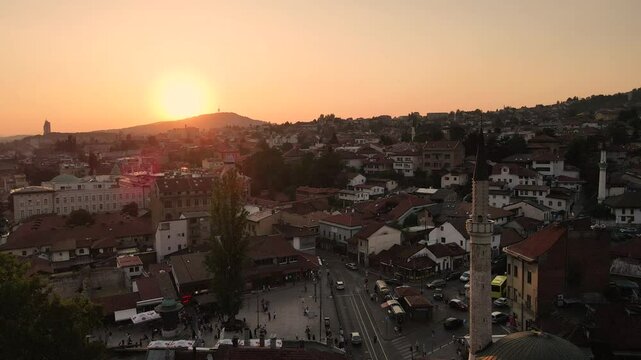 View of the historic center of Sarajevo, Bosnia and Herzegovina
