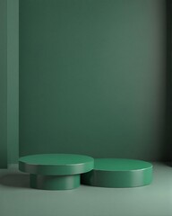 Empty green podium on Background.
