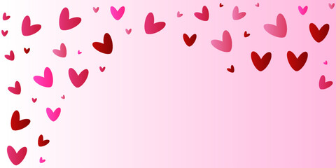 Red hearts  border 14 february Day all lovers Romantic feelings Valentine's card Promotion shopping template love Heart border Copy space for greeting text  Pink background 