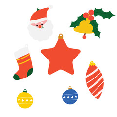 Christmas ornaments vector set for holiday decoration. Christmas design elements.