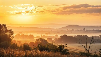 Fototapeta premium Delicate watercolour strokes of yellow and orange evoke a sense of warmth and sunlight, watercolour, carefree, sunlit, sunny, cheerful