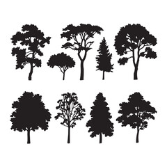Vector art silhouette tree set