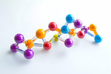 DNA molecule model, vibrant colors on a white background, genetic science concept