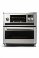 Fototapeta premium Stainless steel double oven with black glass doors.