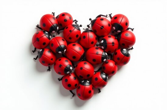 Heart shape made from toy ladybugs