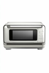 White countertop oven with digital display.