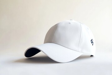 Fototapeta premium Stylish white cap with a sleek design. Perfect for casual outings or sporting events. A timeless accessory for all ages and styles. Generative AI