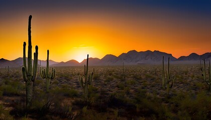 Expansive Desert Landscape of Baja California with Cacti and Rugged Terrain