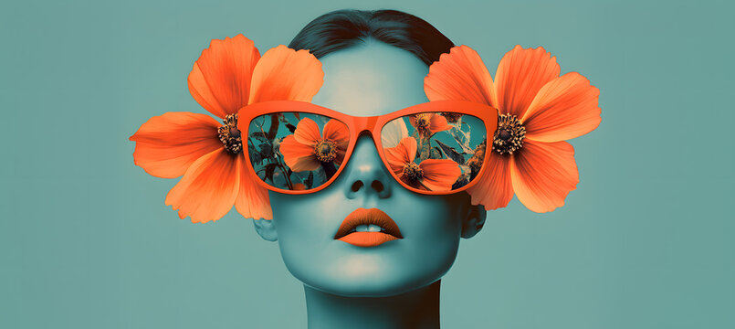 Femme avec lunettes de soleil, illustration de couverture de magazine de mode
