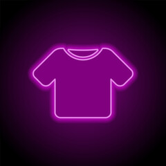 T-shirt simple icon vector. Flat design. Purple neon on black background