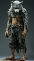 Fototapeta premium Adolescent Werewolf with Gaunt and Lanky Build in a Dark Fantasy Setting, Capturing Intensity and Mystery