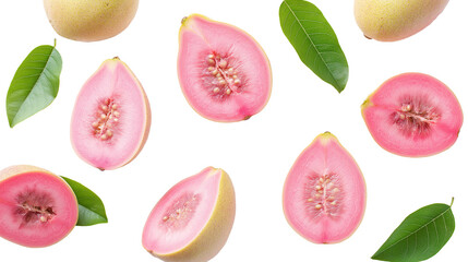 Pink guava fruits isolated on a white background