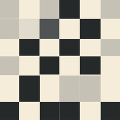 Hand-drawn chessboard pattern with black and light gray squares on pale beige, perfect for trendy pattern wallpaper, textile design, card design, and banner.