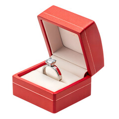 Elegant Diamond Engagement Ring in red Velvet Box &ndash; Perfect Symbol of Love and Promise.