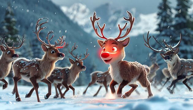 Rudolph Playing with the Other Reindeer
