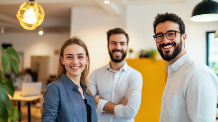 A Young Family Smiles While Exploring a Bright, Modern Apartment With a Real Estate Agent in a Welcoming Open Floor Plan Setting
