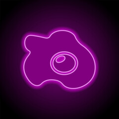 Egg fried simple icon. Flat design. Purple neon on black background