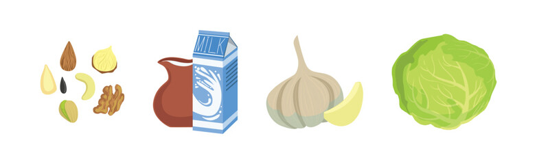 Different Food and Healthy Product Object Vector Set